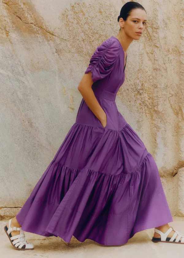 Discount ME+EM Silk Cotton Maxi Dress Summer Purple