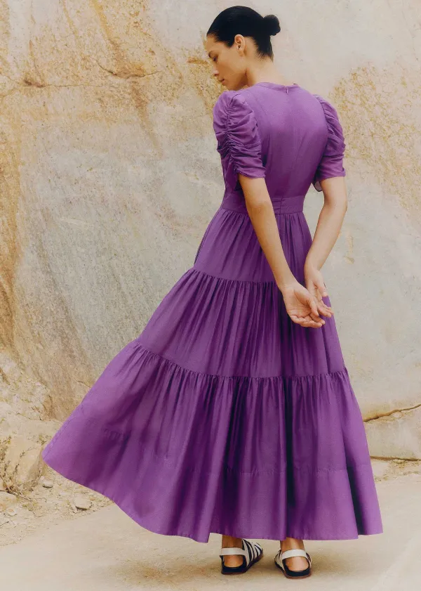 Discount ME+EM Silk Cotton Maxi Dress Summer Purple