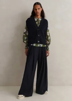 Best ME+EM Silk Cotton Rose Print Blouse Olive/Navy/Pink