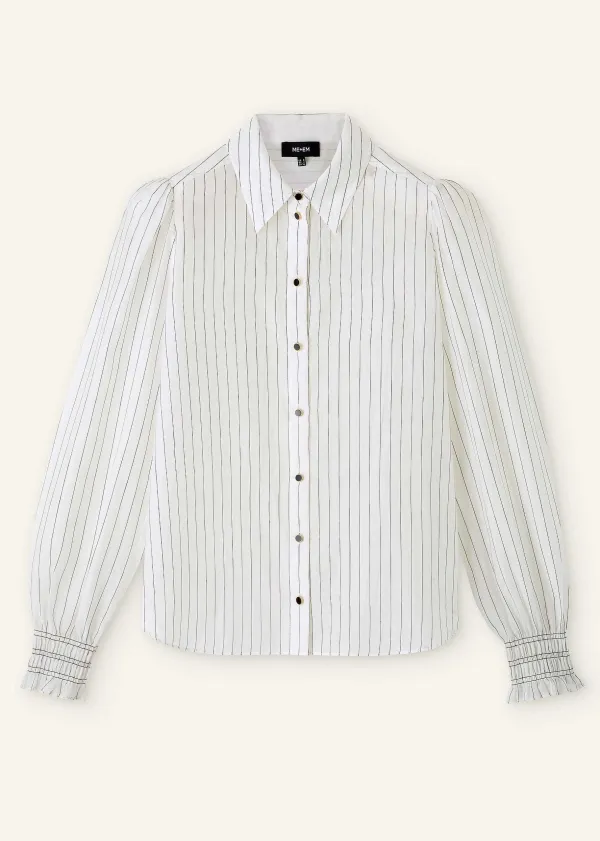 Discount ME+EM Silk Cotton Stripe Shirt Soft White/Black