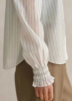 Discount ME+EM Silk Cotton Stripe Shirt Soft White/Black