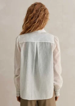 Discount ME+EM Silk Cotton Stripe Shirt Soft White/Black