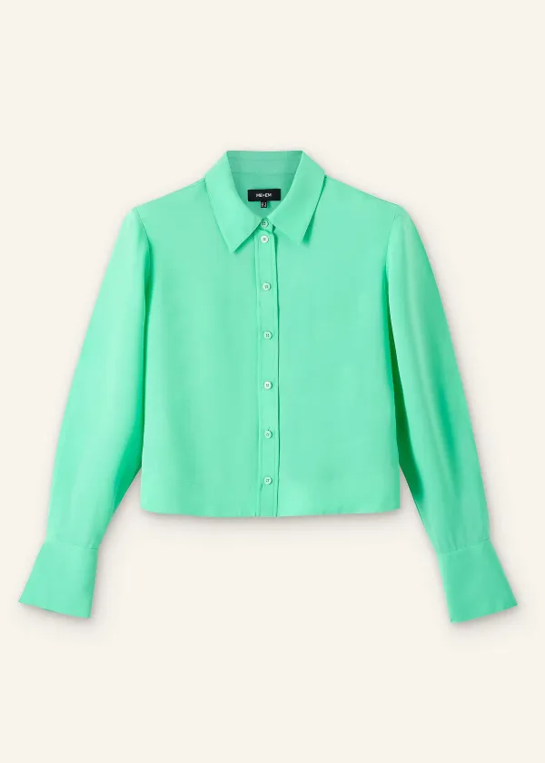 Outlet ME+EM Silk Cropped Shirt Hot Mint