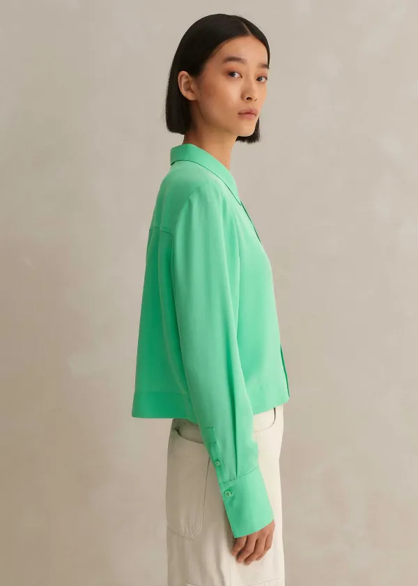 Outlet ME+EM Silk Cropped Shirt Hot Mint