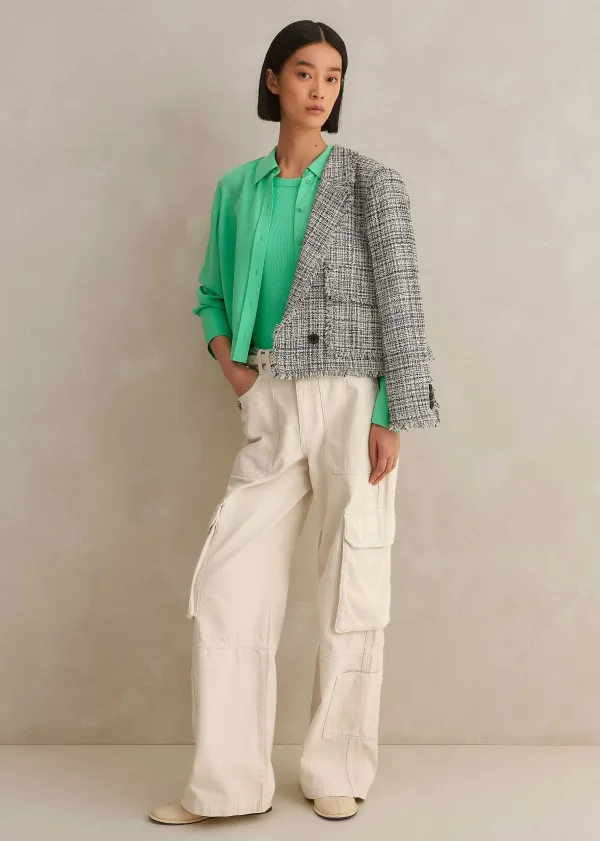 Outlet ME+EM Silk Cropped Shirt Hot Mint