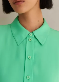 Outlet ME+EM Silk Cropped Shirt Hot Mint