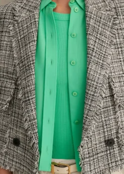 Outlet ME+EM Silk Cropped Shirt Hot Mint