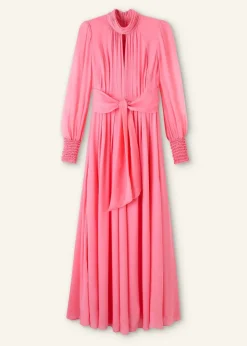 Online ME+EM Silk Full-Length Dress With Corsage + Belt Perfect Pink