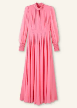 Online ME+EM Silk Full-Length Dress With Corsage + Belt Perfect Pink