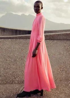 Online ME+EM Silk Full-Length Dress With Corsage + Belt Perfect Pink