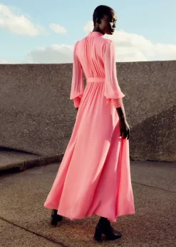 Online ME+EM Silk Full-Length Dress With Corsage + Belt Perfect Pink