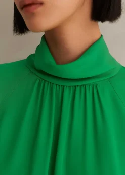 Online ME+EM Silk High Neck Raglan Sleeve Top Spring Green
