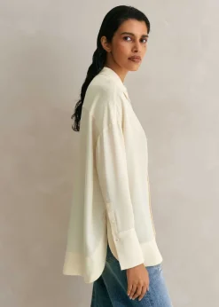 New ME+EM Silk Oversized Shirt Light Cream