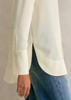 New ME+EM Silk Oversized Shirt Light Cream