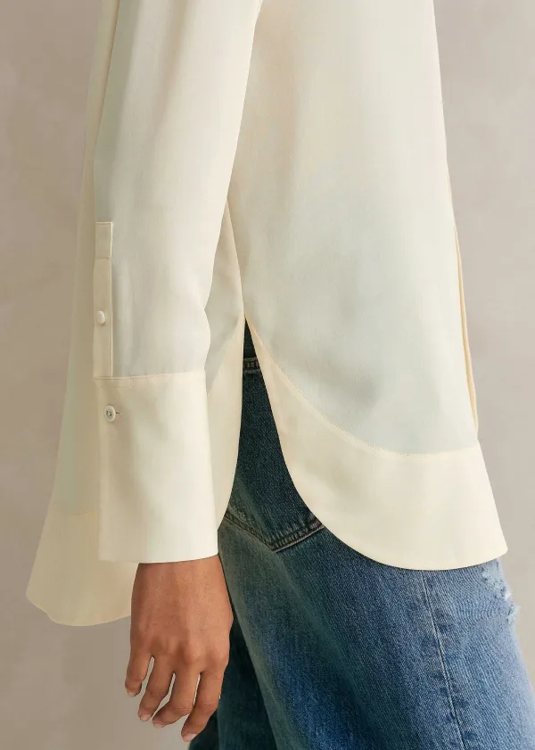 New ME+EM Silk Oversized Shirt Light Cream
