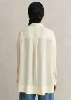 New ME+EM Silk Oversized Shirt Light Cream