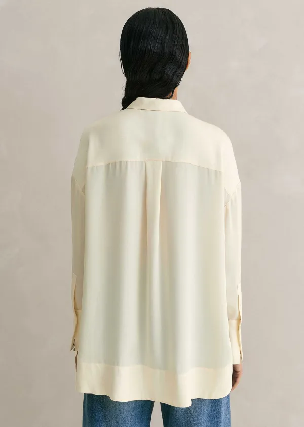New ME+EM Silk Oversized Shirt Light Cream