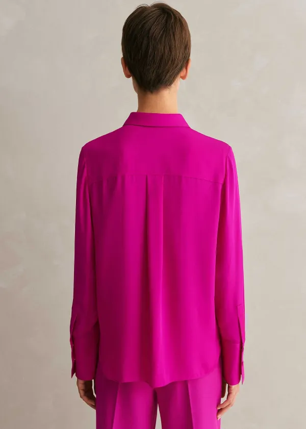 ME+EM Silk Pop Colour Shirt Electric Pink