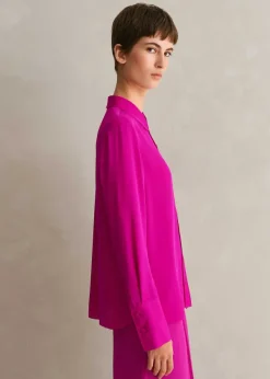 ME+EM Silk Pop Colour Shirt Electric Pink