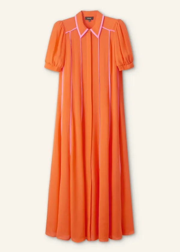 Discount ME+EM Silk Short Sleeve Maxi Dress + Belt Orange Zing/Ultra Pink