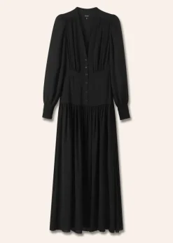 Sale ME+EM Silk Statement V-Neck Maxi Dress + Belt Black