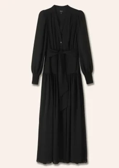 Sale ME+EM Silk Statement V-Neck Maxi Dress + Belt Black