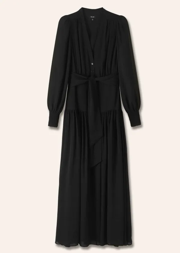 Sale ME+EM Silk Statement V-Neck Maxi Dress + Belt Black