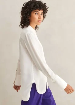 Sale ME+EM Silk Tux Shirt Soft White