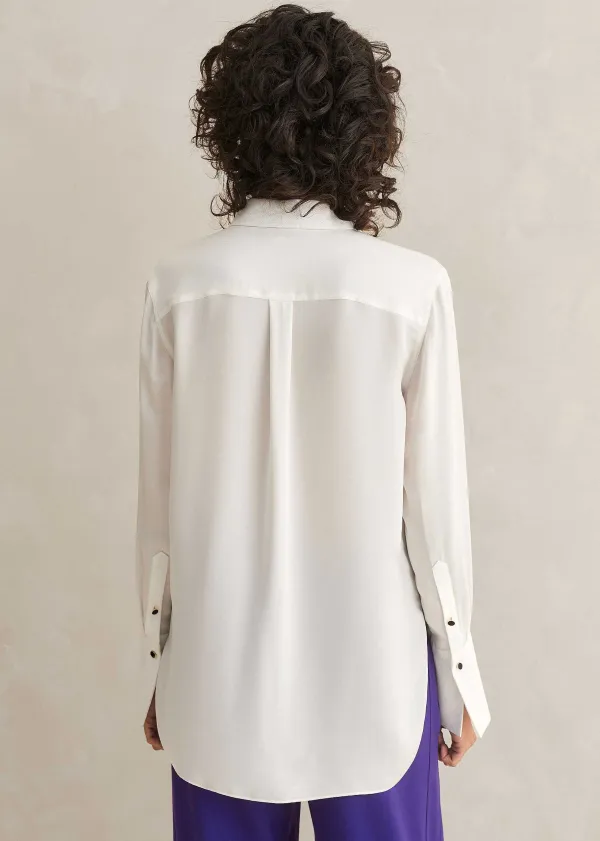 Sale ME+EM Silk Tux Shirt Soft White