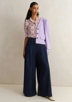Best ME+EM Silk-Blend Floral Swirl Print Top Light Cream/Purple/Coral