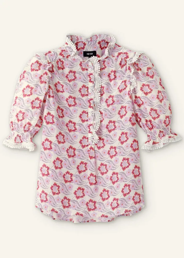 Best ME+EM Silk-Blend Floral Swirl Print Top Light Cream/Purple/Coral