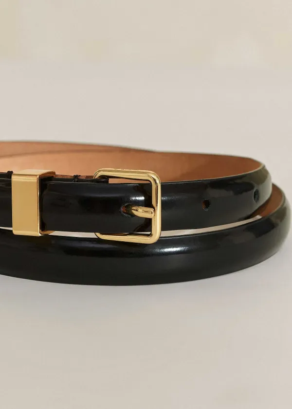 Best ME+EM Skinny Smooth Leather Belt Black