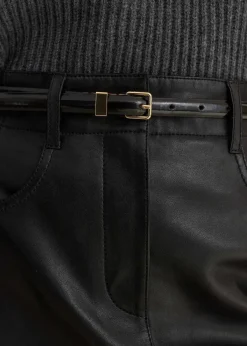 Best ME+EM Skinny Smooth Leather Belt Black