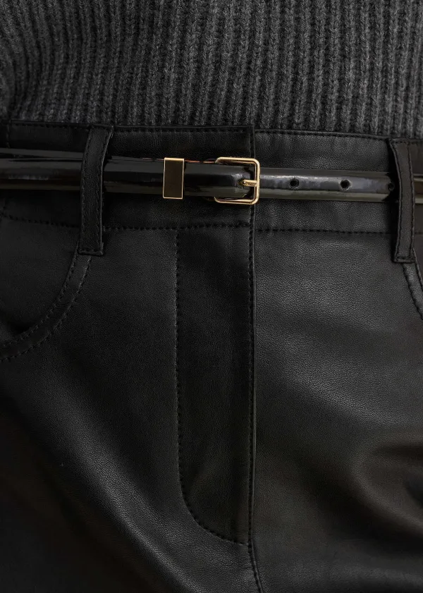 Best ME+EM Skinny Smooth Leather Belt Black