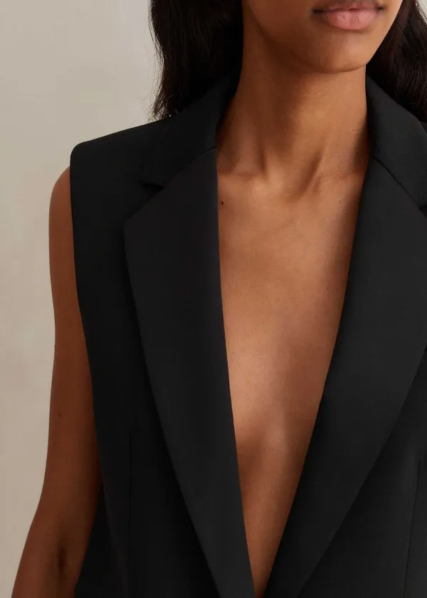 Clearance ME+EM Sleeveless Tux Jacket Black
