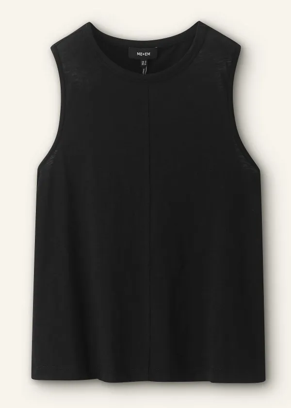 Clearance ME+EM Slub Crew Neck Swing Vest Black