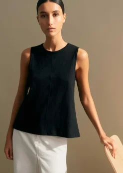 Clearance ME+EM Slub Crew Neck Swing Vest Black