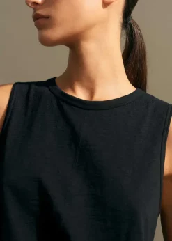 Clearance ME+EM Slub Crew Neck Swing Vest Black
