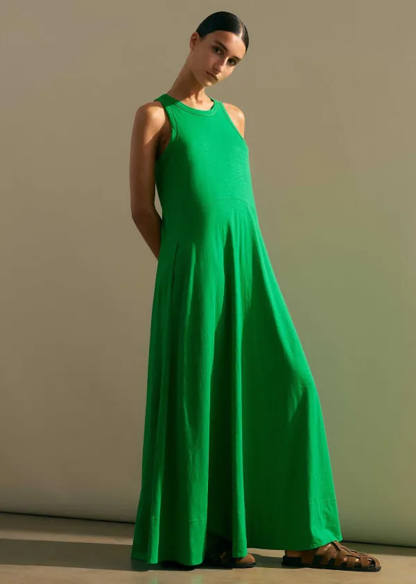 ME+EM Slub Jersey Halterneck Maxi Dress Spring Green