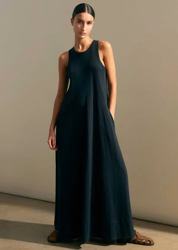 Hot ME+EM Slub Jersey Halterneck Maxi Dress Navy