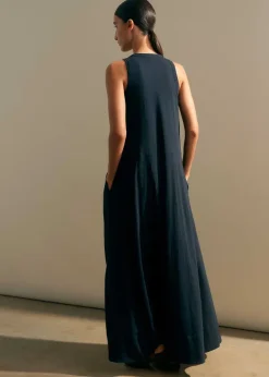 Hot ME+EM Slub Jersey Halterneck Maxi Dress Navy