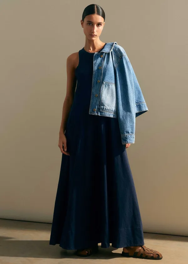 Hot ME+EM Slub Jersey Halterneck Maxi Dress Navy
