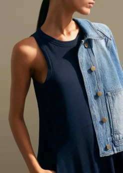 Hot ME+EM Slub Jersey Halterneck Maxi Dress Navy