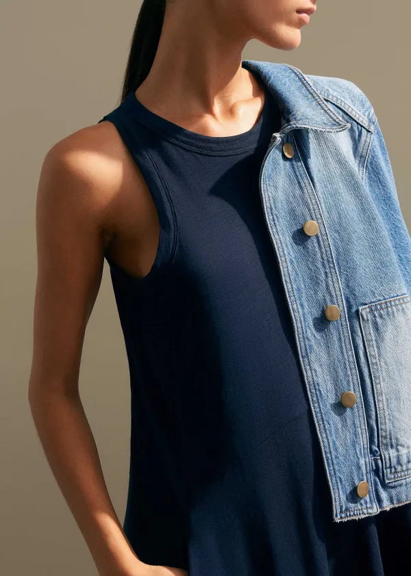 Hot ME+EM Slub Jersey Halterneck Maxi Dress Navy