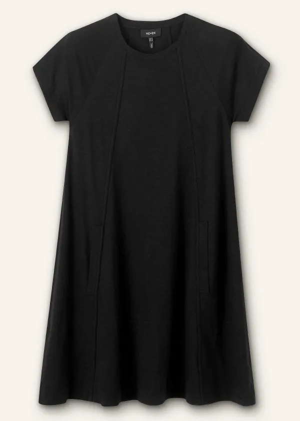 Clearance ME+EM Slub Jersey Raglan Seam Short Swing Dress Black