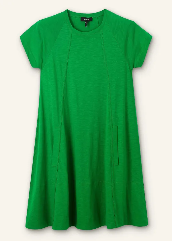 Outlet ME+EM Slub Jersey Raglan Seam Short Swing Dress Spring Green