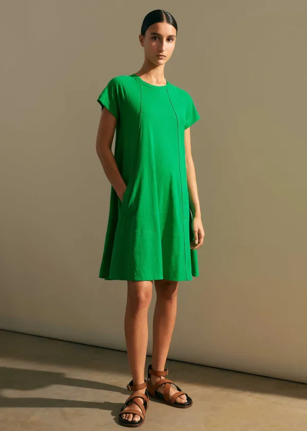 Outlet ME+EM Slub Jersey Raglan Seam Short Swing Dress Spring Green