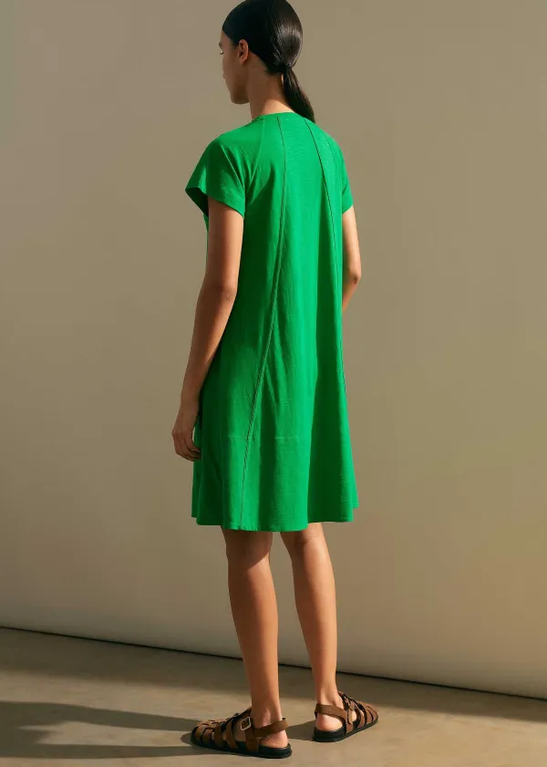 Outlet ME+EM Slub Jersey Raglan Seam Short Swing Dress Spring Green