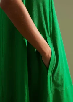 Outlet ME+EM Slub Jersey Raglan Seam Short Swing Dress Spring Green