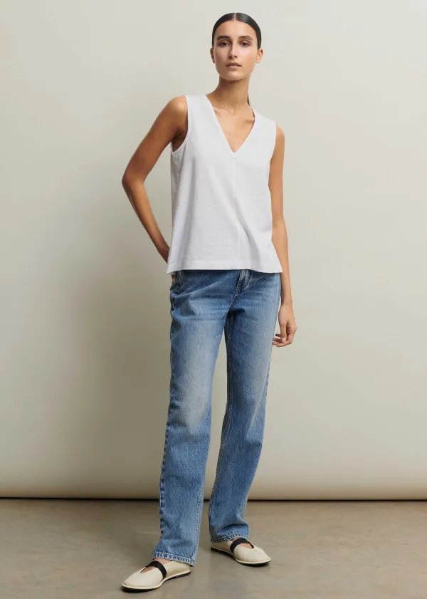 Clearance ME+EM Slub V-Neck Swing Vest Fresh White